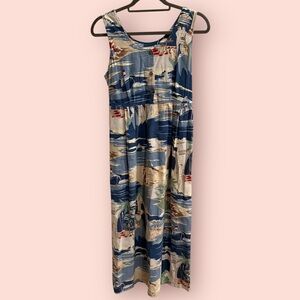 Vintage Bluewater Wear Novelty Nautical Print Midi/Maxi Dress